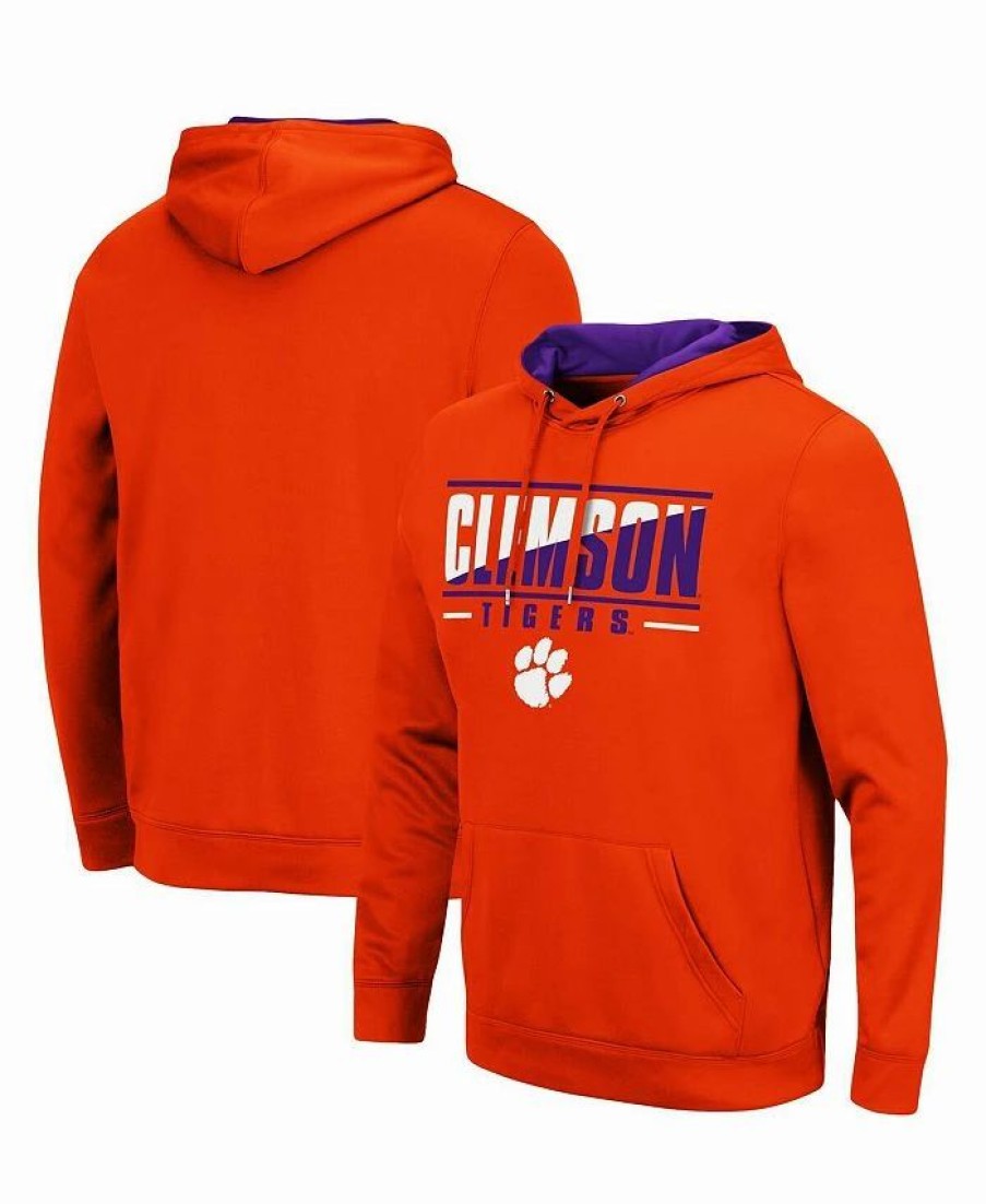 Sports Fan Shop * | Men'S Clemson Tigers Slash Stack 2.0 Pullover Hoodie Orange