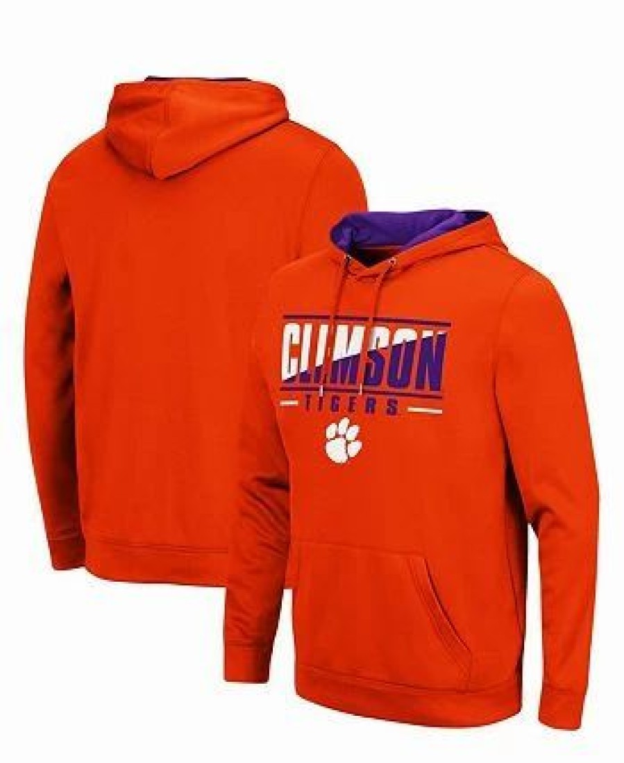 Sports Fan Shop * | Men'S Clemson Tigers Slash Stack 2.0 Pullover Hoodie Orange