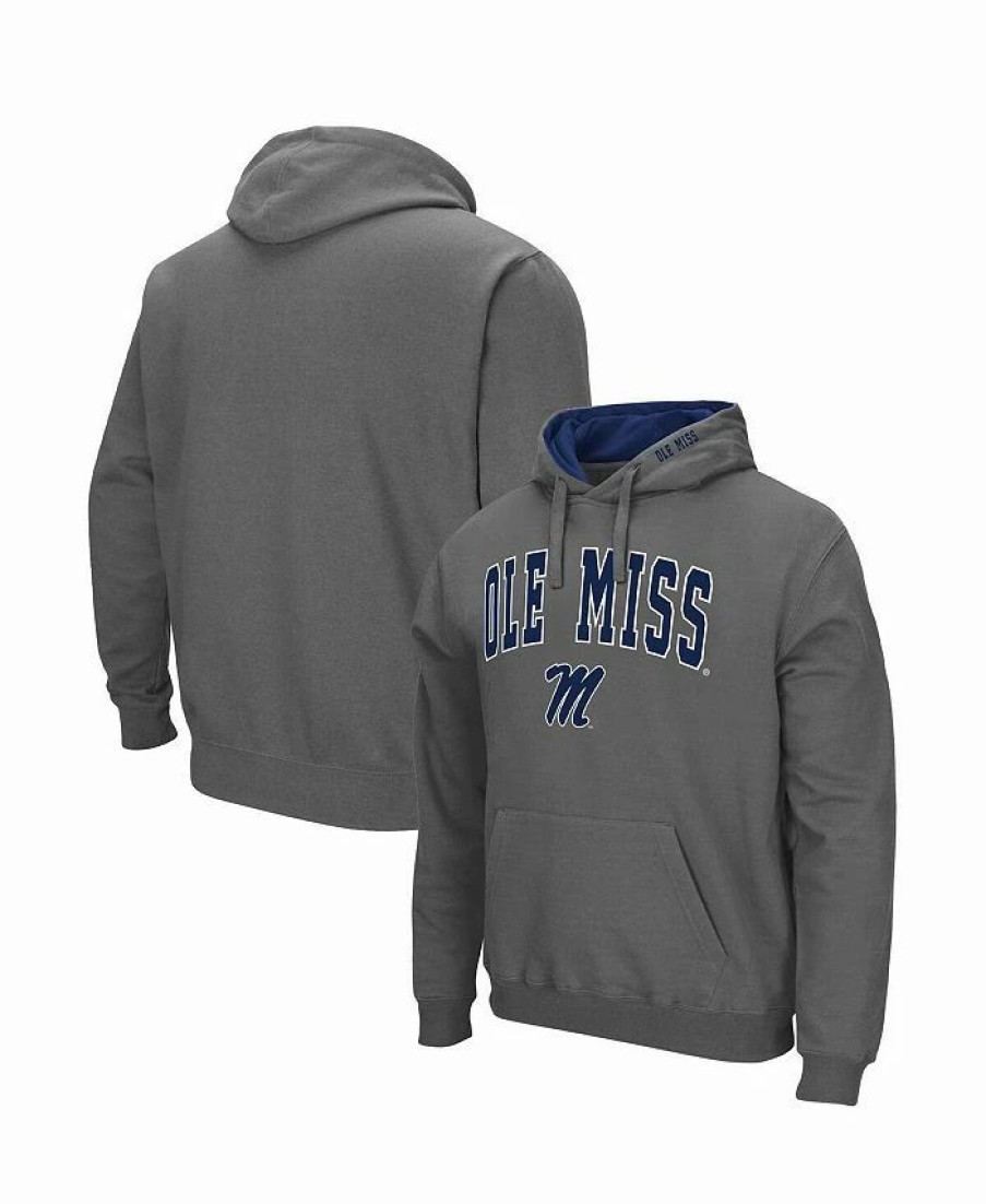 Sports Fan Shop * | Men'S Ole Miss Rebels Arch & Team Logo 3.0 Pullover Hoodie Charcoal