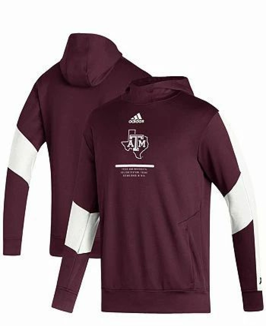 Sports Fan Shop * | Adidas Men'S Texas A M Aggies 2021 Sideline Aeroready Hoodie Maroon