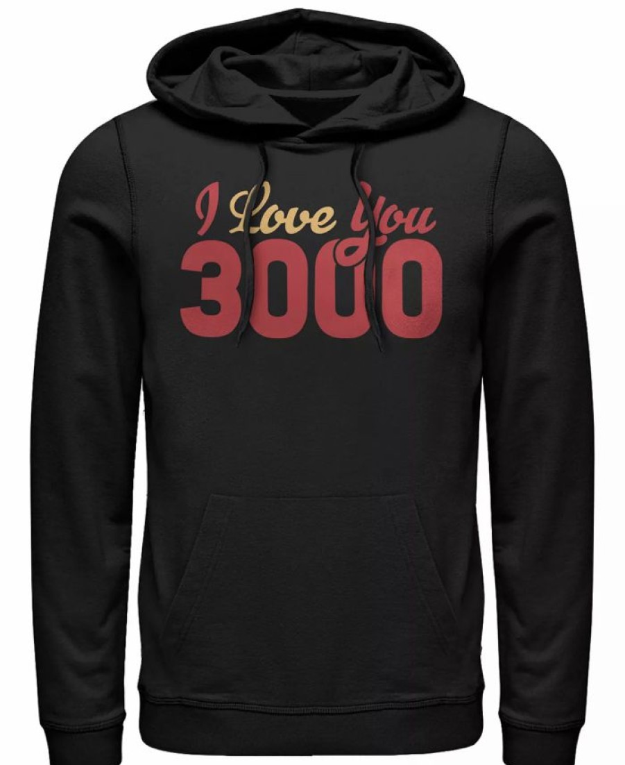 Hoodies & Sweatshirts * | Marvel Men'S Avengers Endgame I Love You 3000 Text, Pullover Hoodie Black