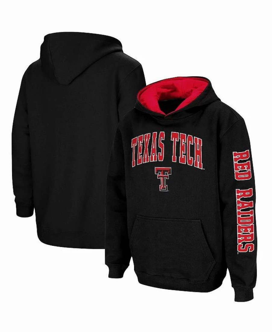 Sports Fan Shop * | Youth Boys Texas Tech Red Raiders 2-Hit Team Pullover Hoodie Black