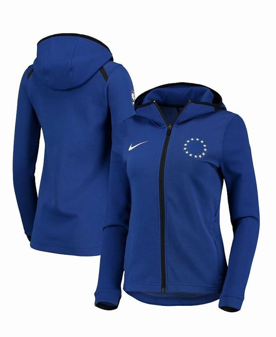 Sports Fan Shop * | Nike Women'S Philadelphia 76Ers Showtime Full-Zip Performance Hoodie Jacket Royal