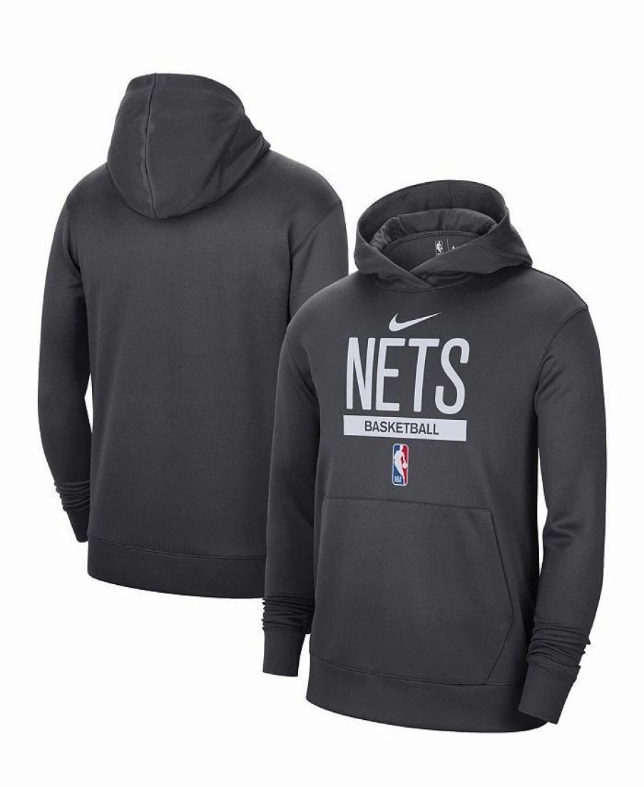 Sports Fan Shop * | Nike Men'S Brooklyn Nets 2022/23 Spotlight On-Court Practice Performance Pullover Hoodie Anthracite