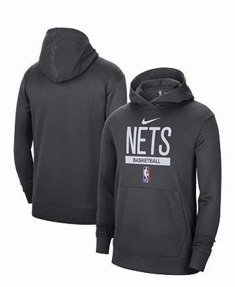 Sports Fan Shop * | Nike Men'S Brooklyn Nets 2022/23 Spotlight On-Court Practice Performance Pullover Hoodie Anthracite