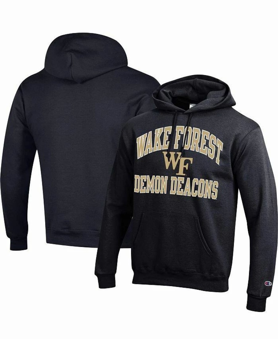 Sports Fan Shop * | Champion Men'S Wake Forest Demon Deacons High Motor Pullover Hoodie Black