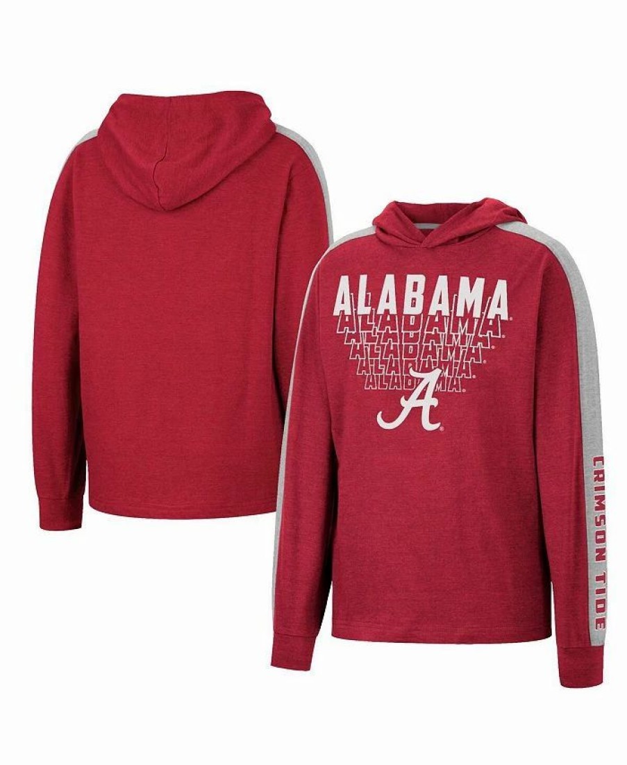 Sports Fan Shop * | Boys Youth Heathered Alabama Tide Wind Changes Raglan Hoodie T-Shirt Crimson