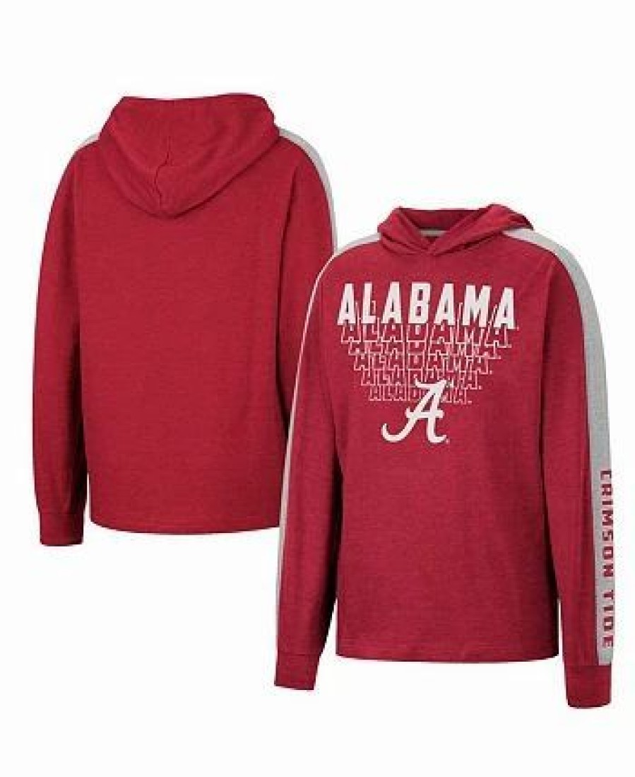 Sports Fan Shop * | Boys Youth Heathered Alabama Tide Wind Changes Raglan Hoodie T-Shirt Crimson