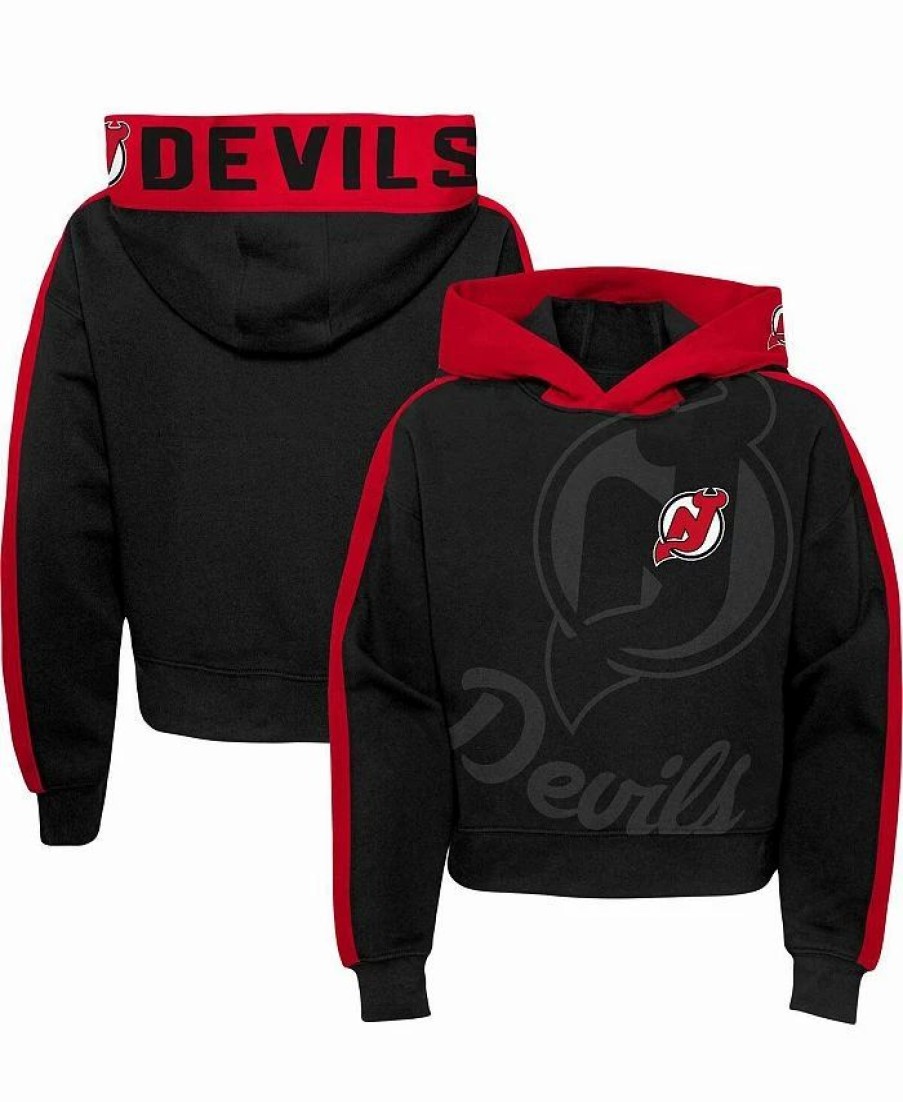 Sports Fan Shop * | Outerstuff Girls Youth New Jersey Devils Record Setter Pullover Hoodie Red