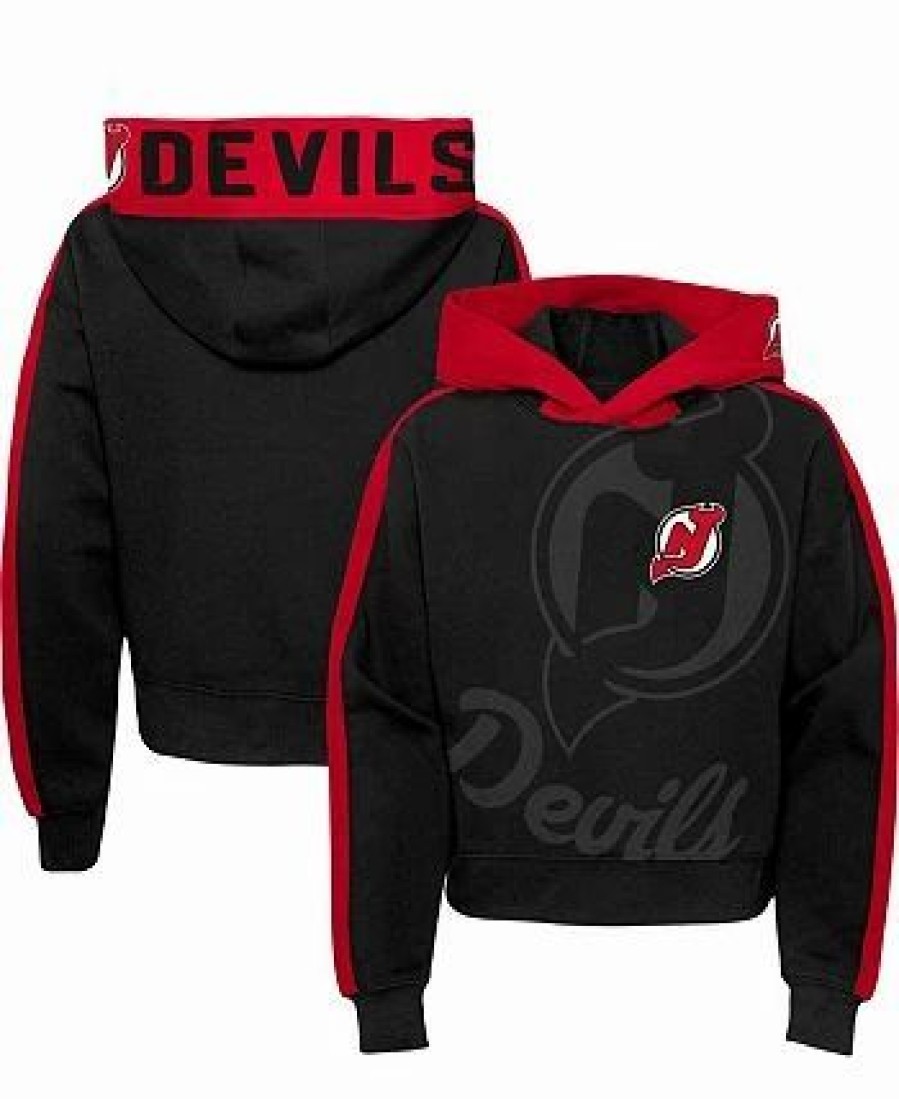 Sports Fan Shop * | Outerstuff Girls Youth New Jersey Devils Record Setter Pullover Hoodie Red