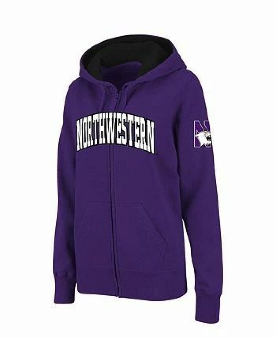 Sports Fan Shop * | Women'S Northwestern Wildcats Arched Name Full-Zip Hoodie Purple