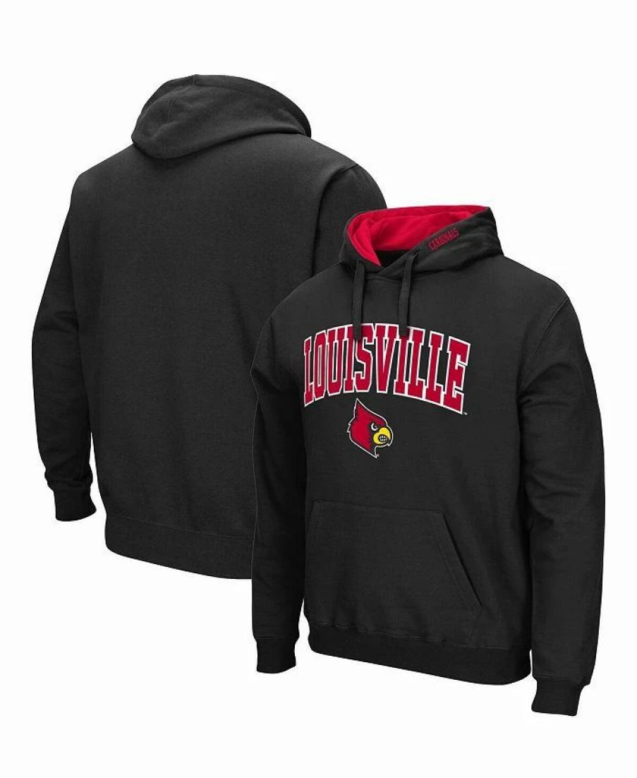 Sports Fan Shop * | Men'S Louisville Cardinals Arch And Logo 3.0 Pullover Hoodie Black