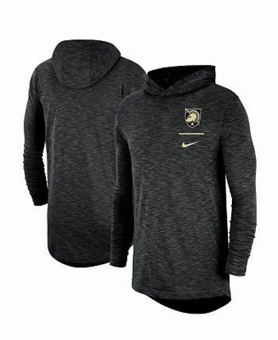 Sports Fan Shop * | Nike Men'S Army Knights Slub Space-Dye Performance Long Sleeve Hoodie T-Shirt Black