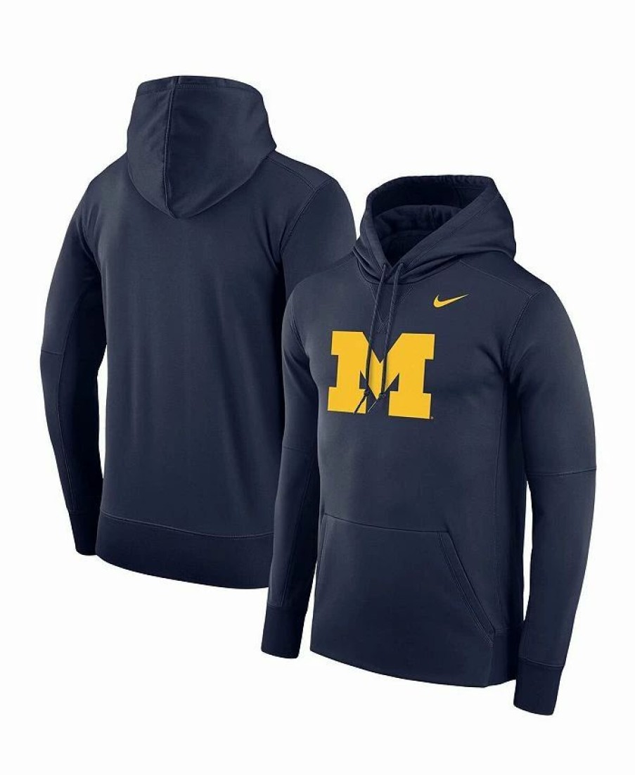 Sports Fan Shop * | Nike Men'S Michigan Wolverines Performance Pullover Hoodie Navy