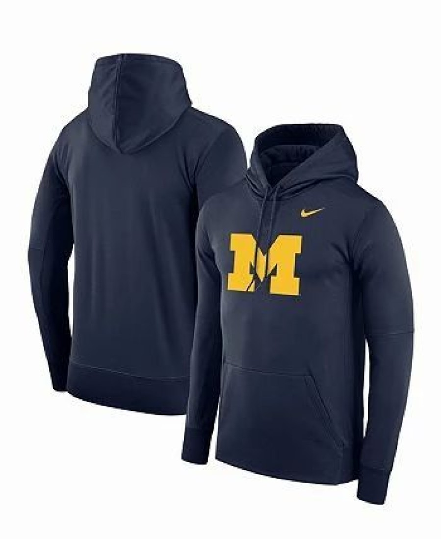 Sports Fan Shop * | Nike Men'S Michigan Wolverines Performance Pullover Hoodie Navy