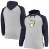 Sports Fan Shop * | Fanatics Men'S Branded Heather Gray, Navy Milwaukee Brewers Big And Tall Raglan Pullover Hoodie Heathered Gray, Navy