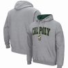 Sports Fan Shop * | Men'S Cal Poly Mustangs Arch And Logo Pullover Hoodie Heathered Gray