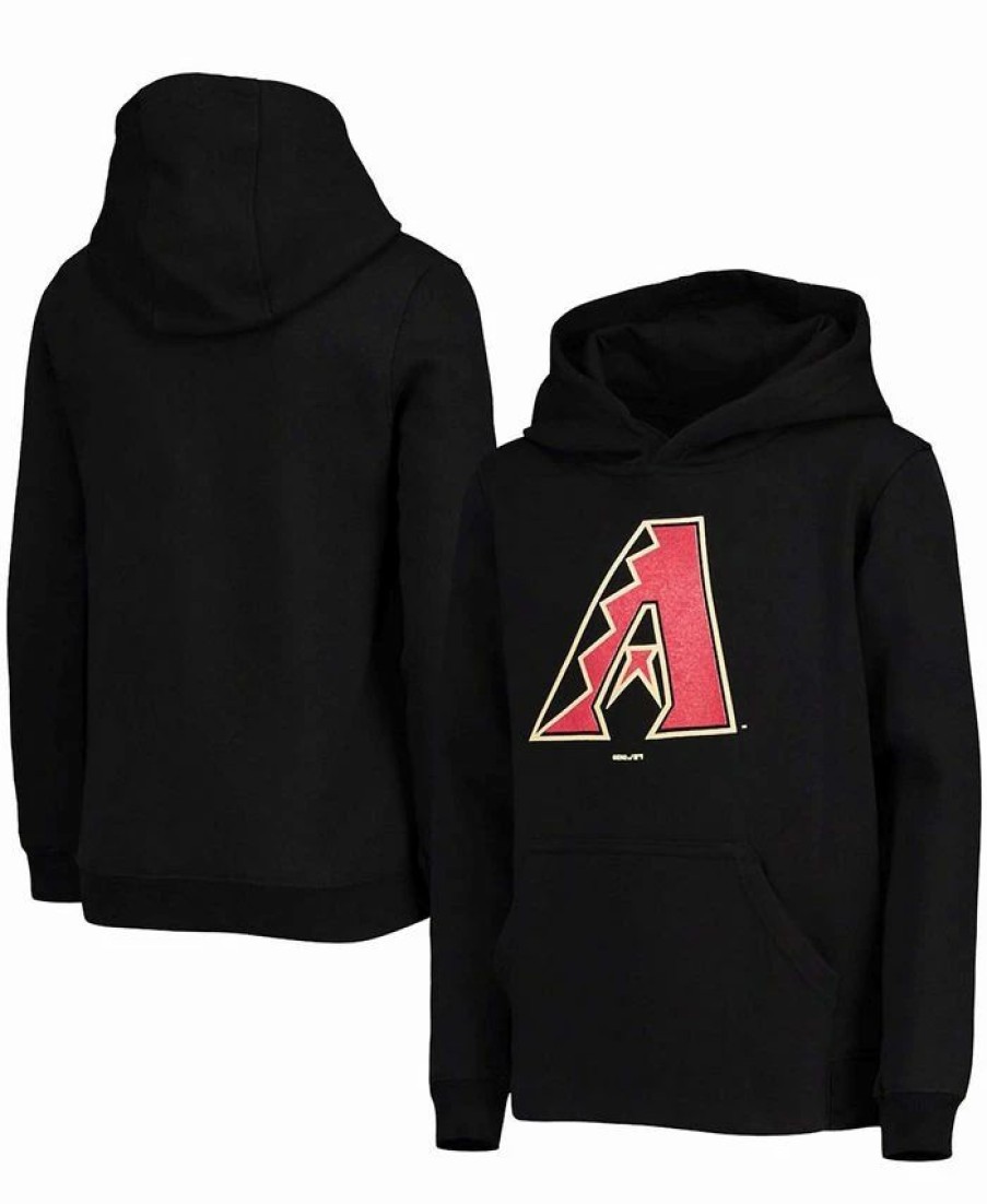 Sports Fan Shop * | Outerstuff Youth Arizona Diamondbacks Primary Team Logo Pullover Hoodie Black