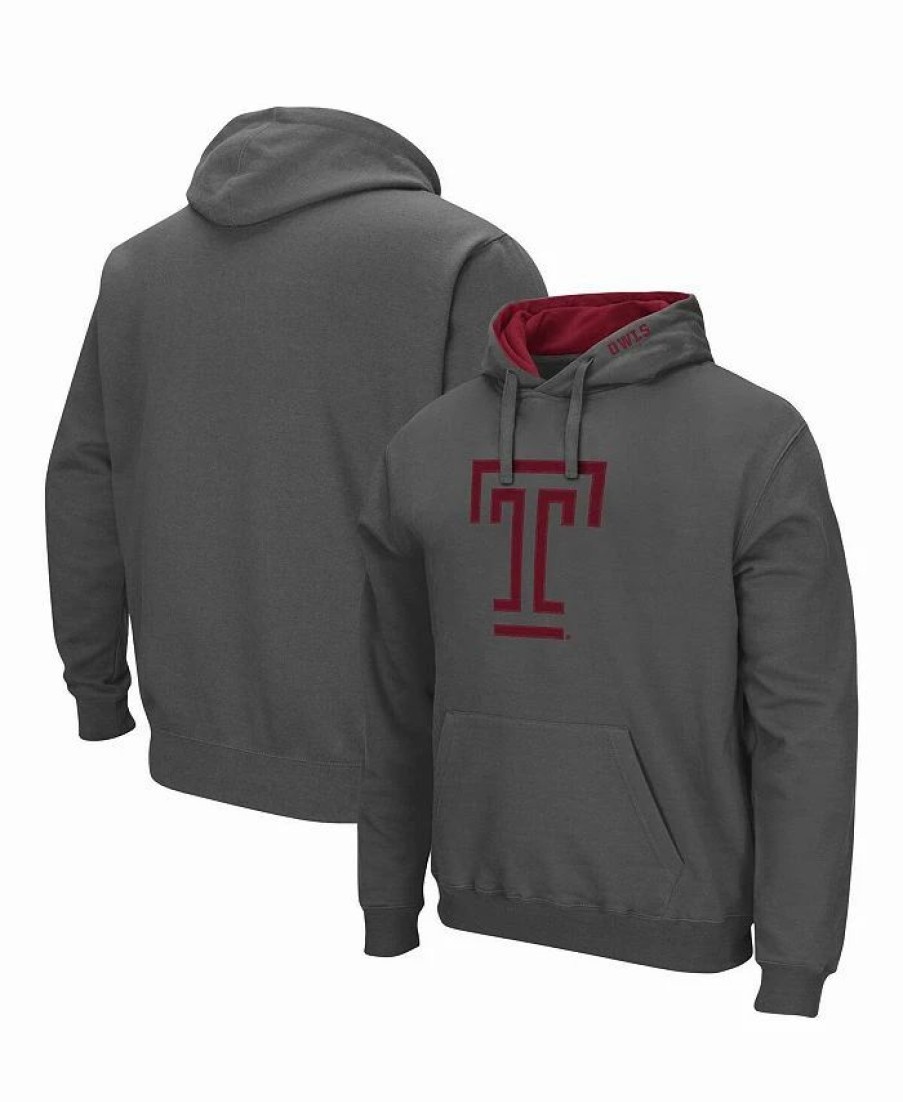 Sports Fan Shop * | Men'S Temple Owls Arch And Logo Pullover Hoodie Charcoal