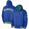 Sports Fan Shop * | Nike Men'S Milwaukee Bucks 2022/23 City Edition Courtside Bomber Full-Zip Hoodie Jacket Royal, Kelly Green