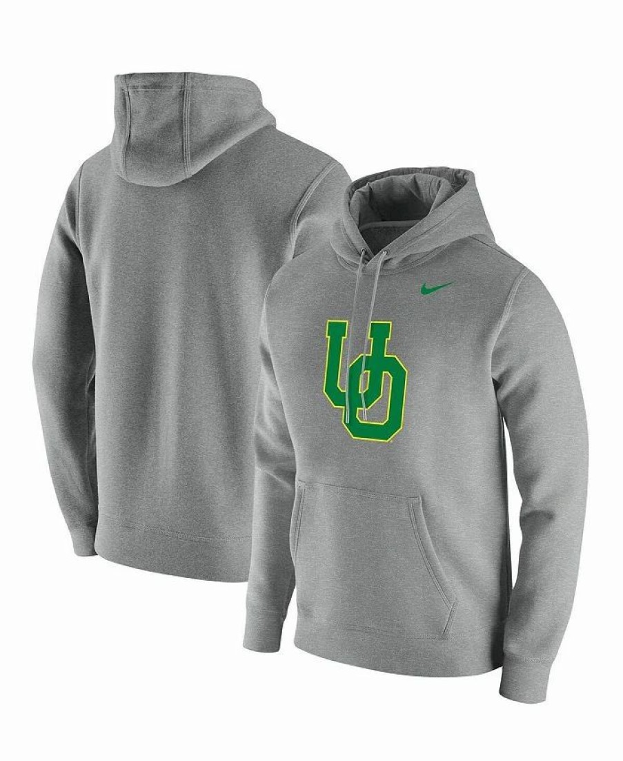 Sports Fan Shop * | Nike Men'S Oregon Ducks Vintage-Like School Logo Pullover Hoodie Heathered Gray