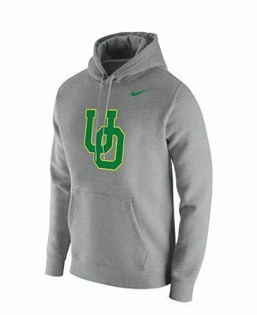 Sports Fan Shop * | Nike Men'S Oregon Ducks Vintage-Like School Logo Pullover Hoodie Heathered Gray