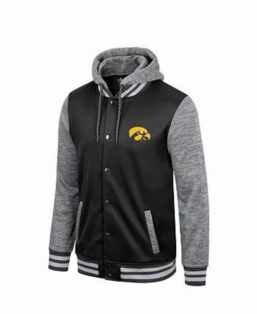 Sports Fan Shop * | Men'S Iowa Hawkeyes Robinson Hoodie Full-Snap Jacket Black