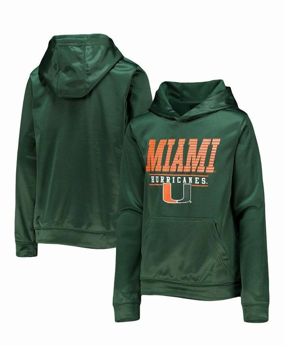 Sports Fan Shop * | Outerstuff Youth Boys Miami Hurricanes Fast Pullover Hoodie Green