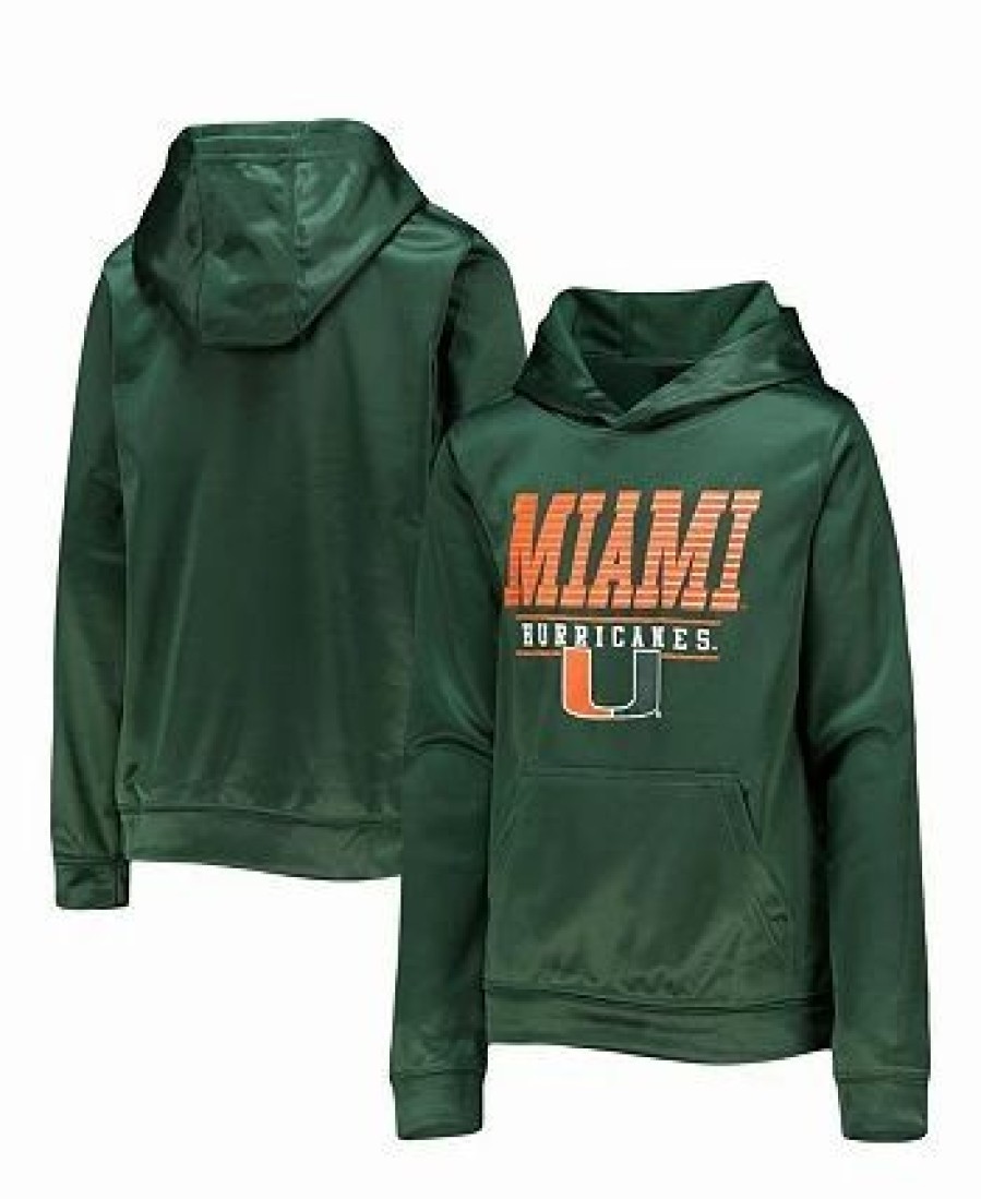 Sports Fan Shop * | Outerstuff Youth Boys Miami Hurricanes Fast Pullover Hoodie Green