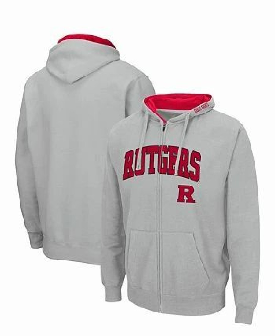 Sports Fan Shop * | Men'S Rutgers Scarlet Knights Arch Logo 3.0 Full-Zip Hoodie Gray