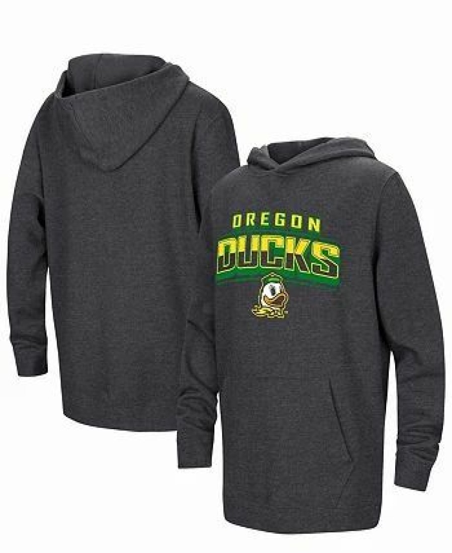 Sports Fan Shop * | Youth Boys Oregon Ducks Sunrise Core Pullover Hoodie Heather Black