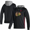 Sports Fan Shop * | Adidas Men'S Chicago Hawks Skate Lace Aeroready Pullover Hoodie Black