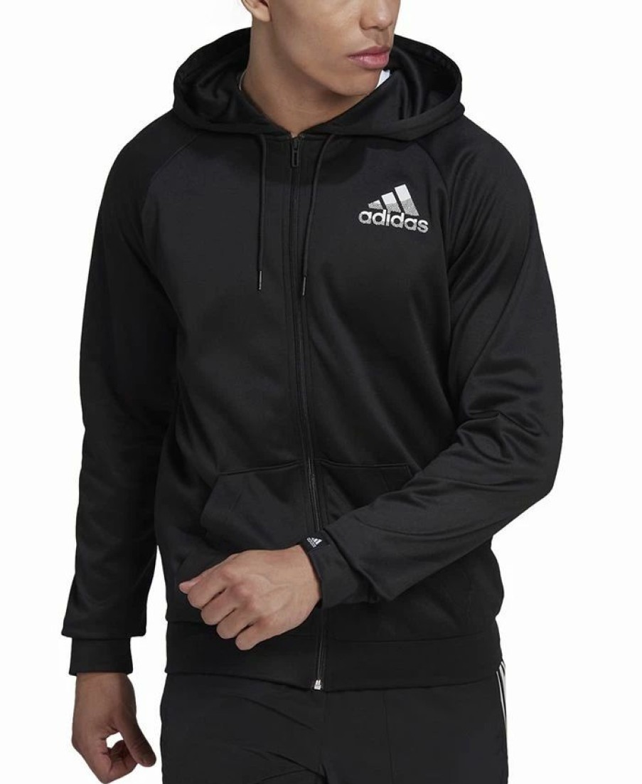 Activewear * | Adidas Men'S Game And Go Performance Fleece Logo Hoodie Black