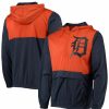 Sports Fan Shop * | Men'S Detroit Tigers Anorak Hoodie Half-Zip Jacket Navy, Orange