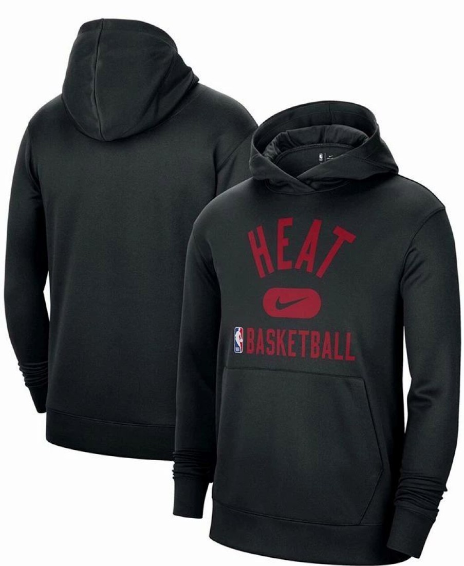 Sports Fan Shop * | Nike Men'S Miami Heat 2021-2022 Spotlight On Court Performance Practice Pullover Hoodie Black