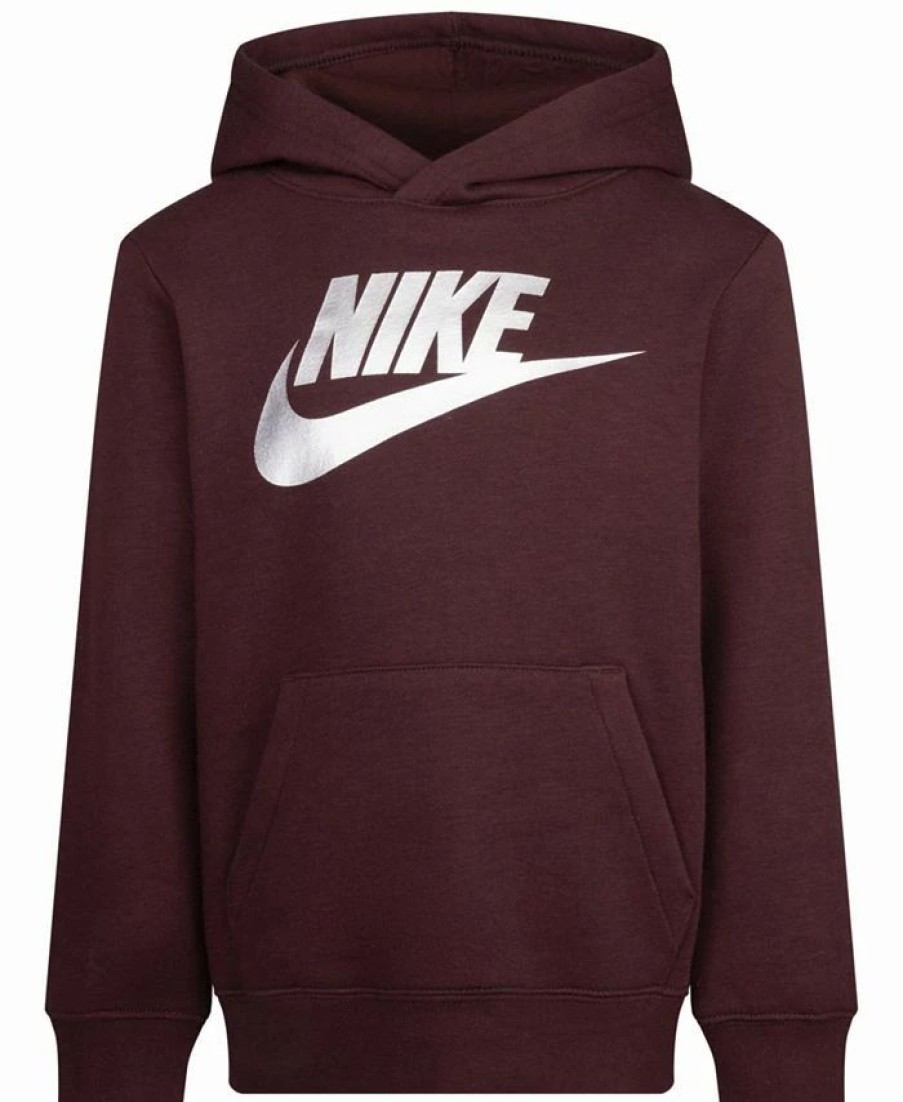 Kids * | Nike Toddler Boys Metallic Gifting Hoodie Burgundy Crush