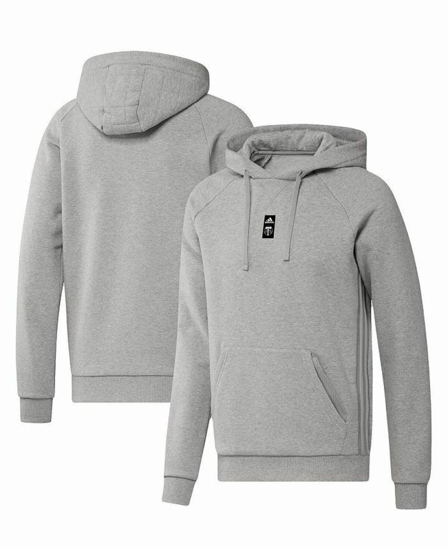 Sports Fan Shop * | Adidas Men'S Portland Timbers Travel Raglan Pullover Hoodie Heathered Gray