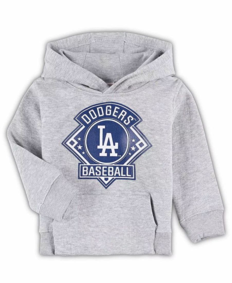 Sports Fan Shop * | Outerstuff Toddler Boys And Girls Los Angeles Dodgers Fence Swinger Pullover Hoodie Heather Gray