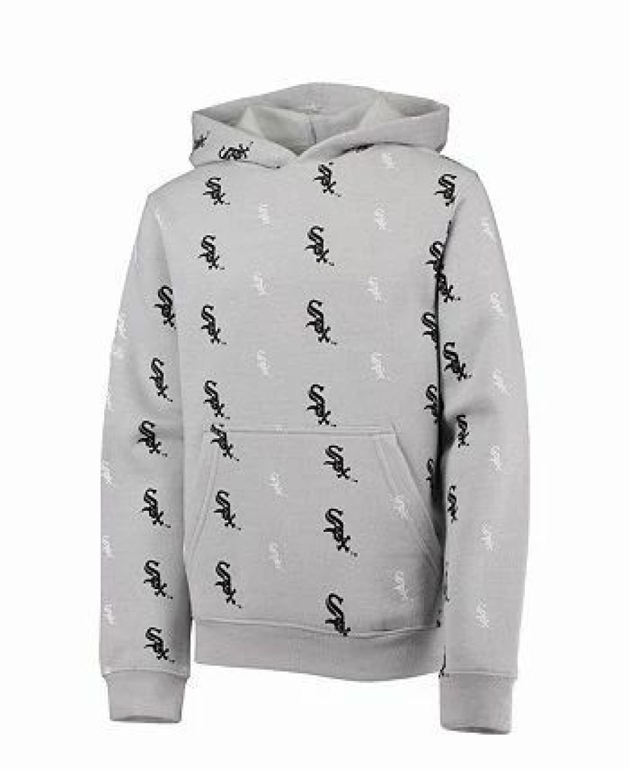 Sports Fan Shop * | Youth Boys Chicago White Sox Allover Print Pullover Hoodie Heathered Gray