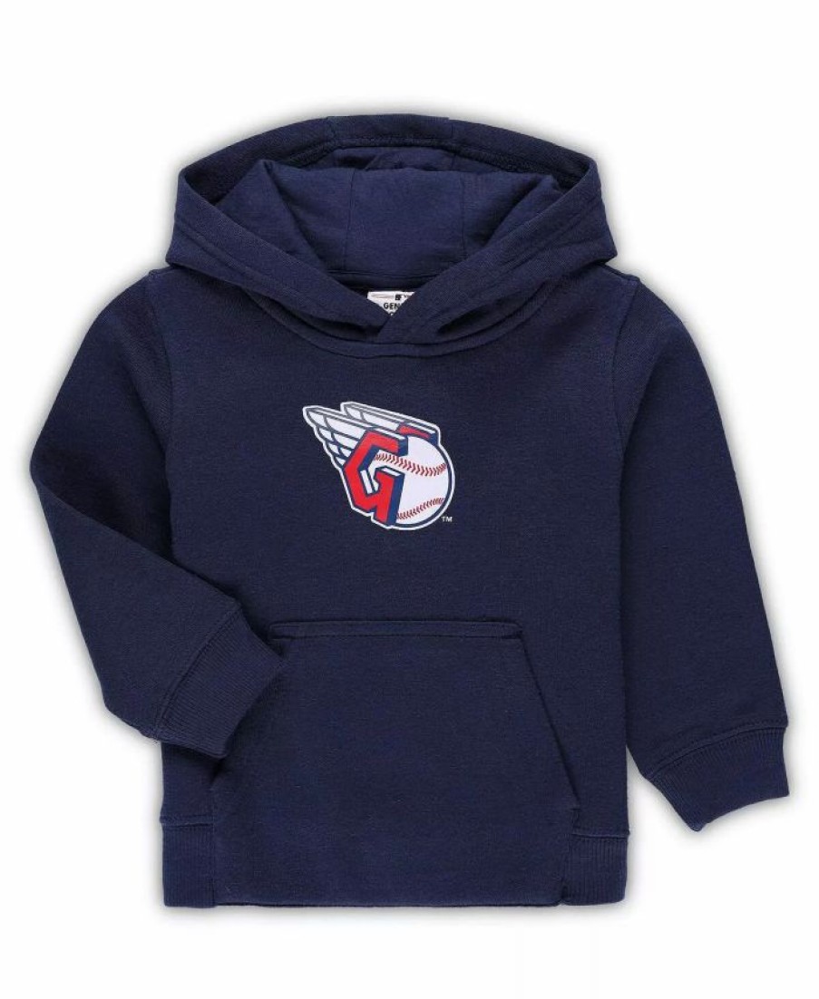 Sports Fan Shop * | Outerstuff Toddler Boys And Girls Cleveland Guardians Team Primary Logo Fleece Pullover Hoodie Navy