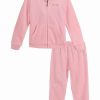 Kids * | Juicy Couture Little Girls Gold-Tone Crown Signature Zip-Up Hoodie And Pants, 2 Piece Set Pink