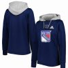 Sports Fan Shop * | Adidas Women'S New York Rangers Skate Lace Primeblue Team Pullover Hoodie Navy