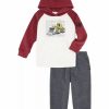 Kids * | Caterpillar Little Boy Signature Raglan Hoodie With Heather Joggers Set, 2 Piece Berry