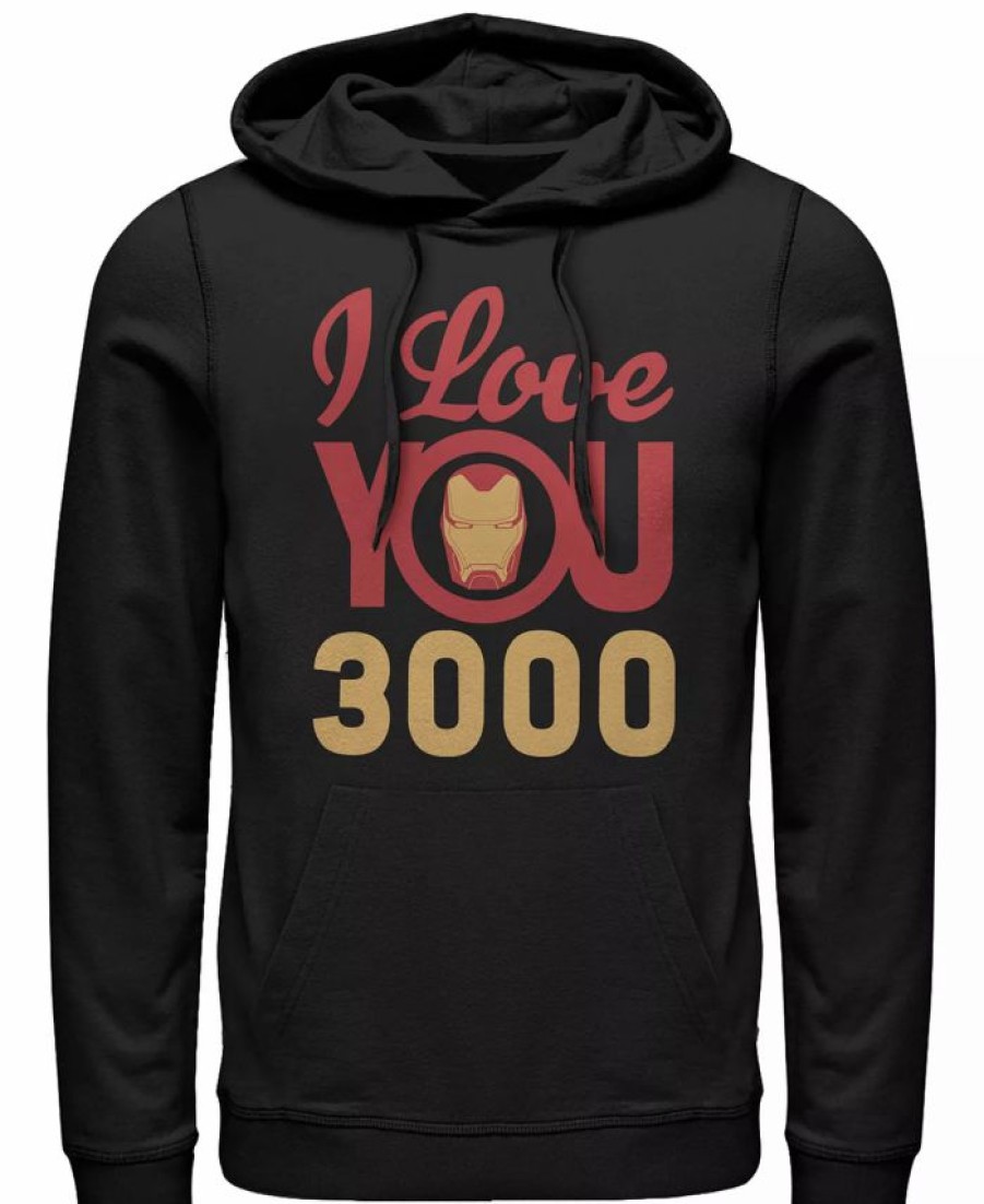 Hoodies & Sweatshirts * | Marvel Men'S Avengers Endgame Iron Man Face I Love You 3000, Pullover Hoodie Black