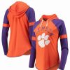 Sports Fan Shop * | Women'S Orange And Purple Clemson Tigers Yard Line Raglan Hoodie Long Sleeve T-Shirt Orange, Purple