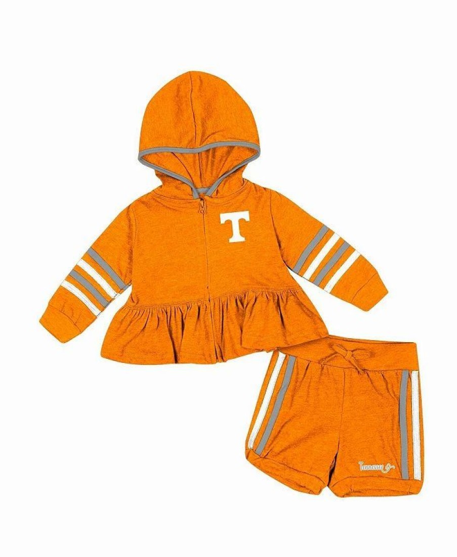 Sports Fan Shop * | Girls Infant Tennessee Tennessee Volunteers Spoonful Full-Zip Hoodie And Shorts Set Orange