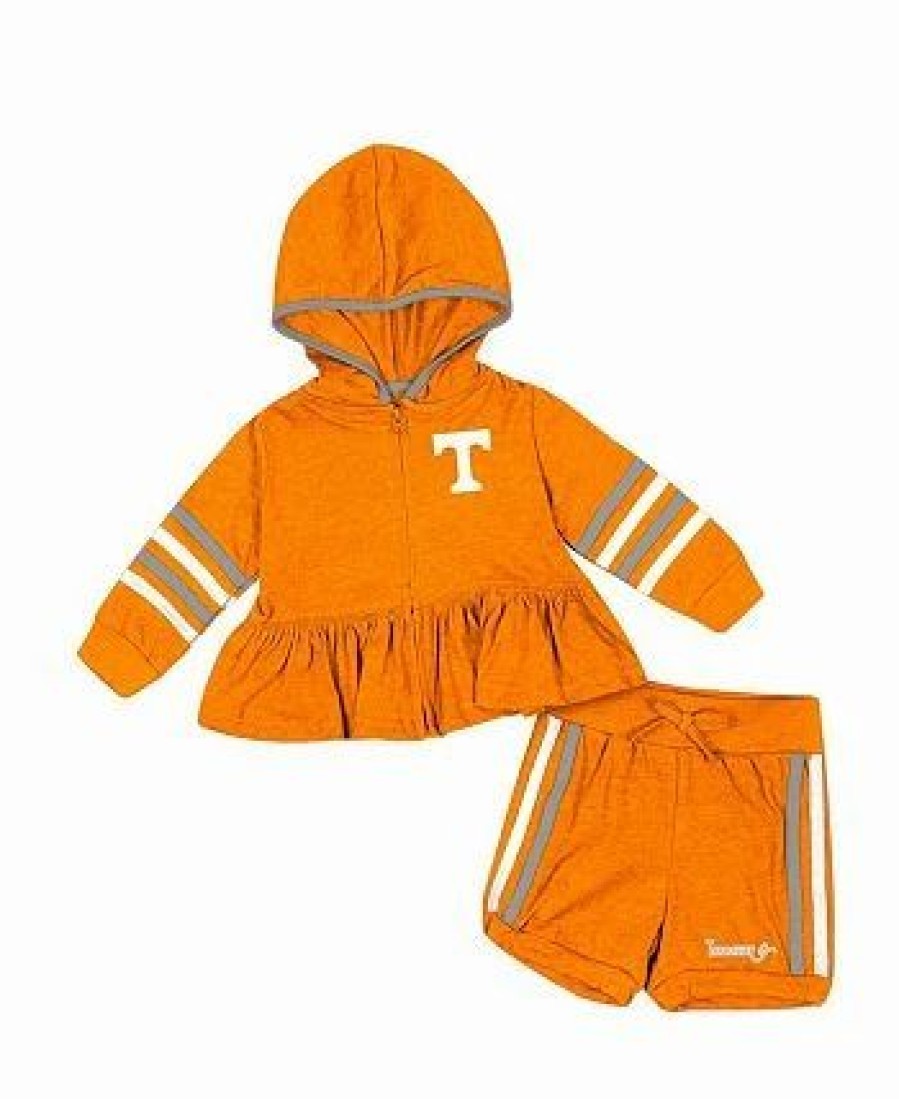 Sports Fan Shop * | Girls Infant Tennessee Tennessee Volunteers Spoonful Full-Zip Hoodie And Shorts Set Orange