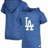 Sports Fan Shop * | Youth Boys Heather Royal Los Angeles Dodgers Raglan Short Sleeve Pullover Hoodie Heathered Royal