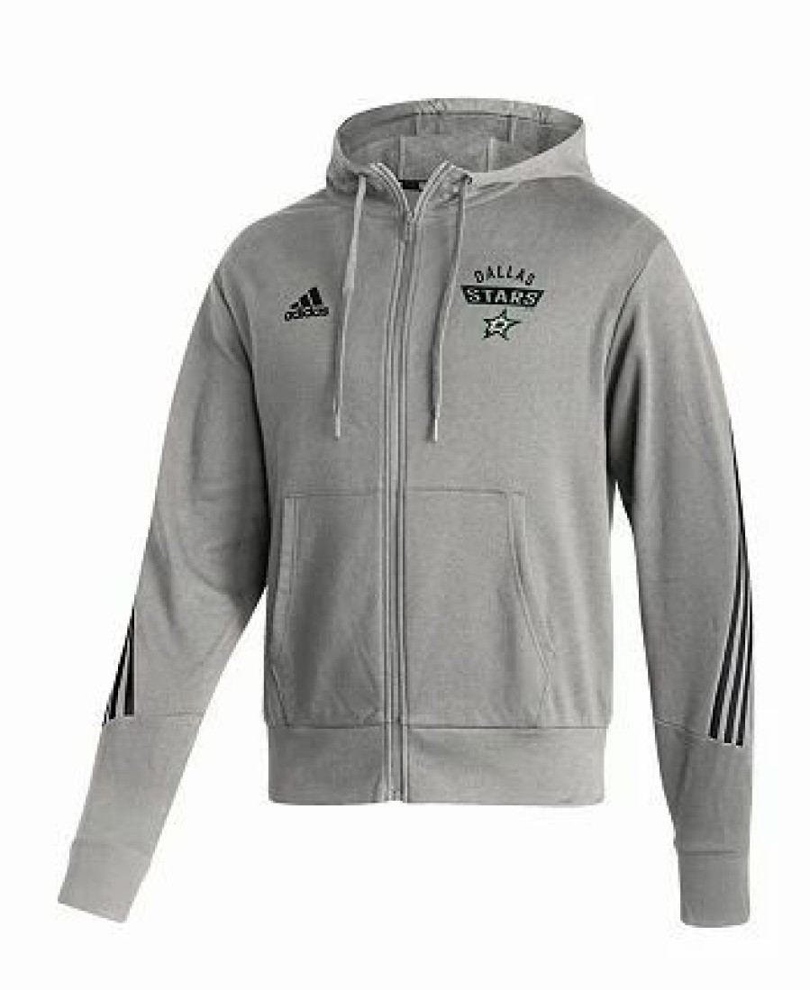 Sports Fan Shop * | Adidas Men'S Dallas Stars Fashion Full-Zip Hoodie Heathered Gray