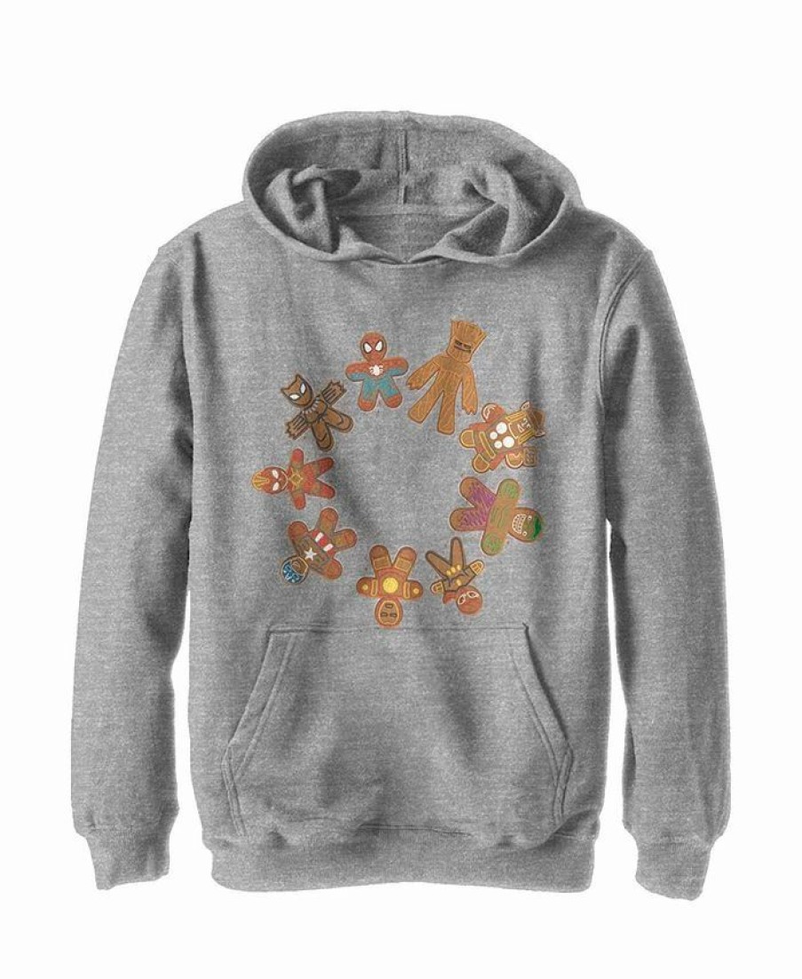 Kids * | Marvel Boy'S Christmas Gingerbread Cookie Circle Child Pull Over Hoodie